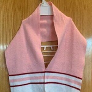 NWOT Girls Pink Striped Stretch Acrylic Scarf Tassel Ends 42" x 7" w/o Tassel